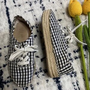 Gianni Bini Black & white checkered platform espadrille shoes